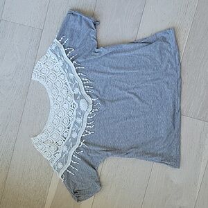NWT grey and white lace T shirt